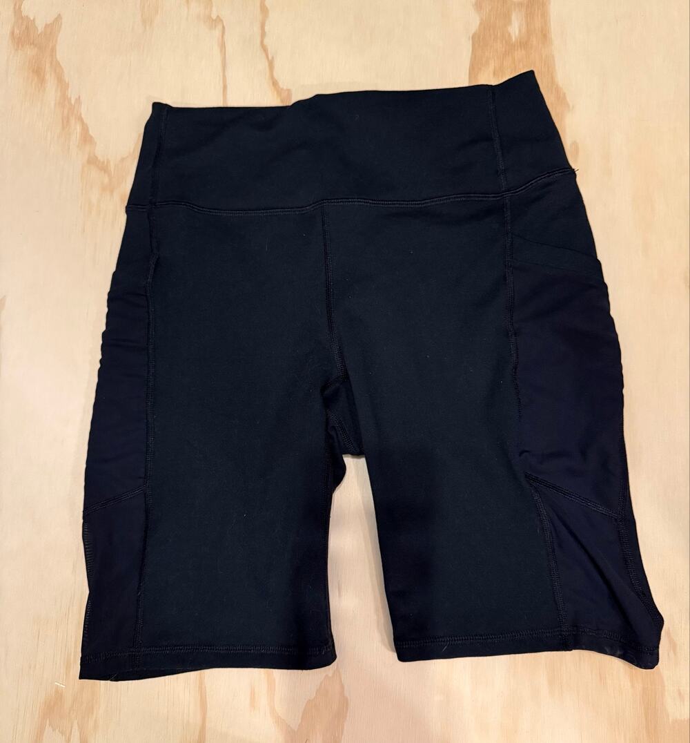 Fabletics Women’s Black High Rise Mesh Pocket Bike Shorts